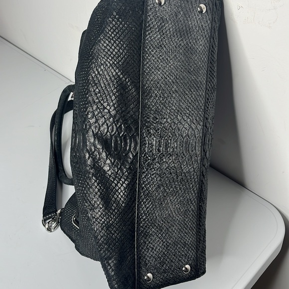 Michael Kors Black Leather Snakeskin Hamilton Bag EUC with Dust Bag - Picture 5 of 14